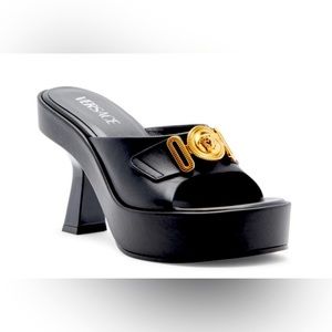 Gently used Versace Medusa platform mules